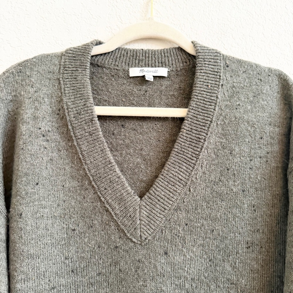 Madewell Womens Green Donegal Wool Blend V-Neck Pullover Sweater Size S Small - Picture 9 of 11